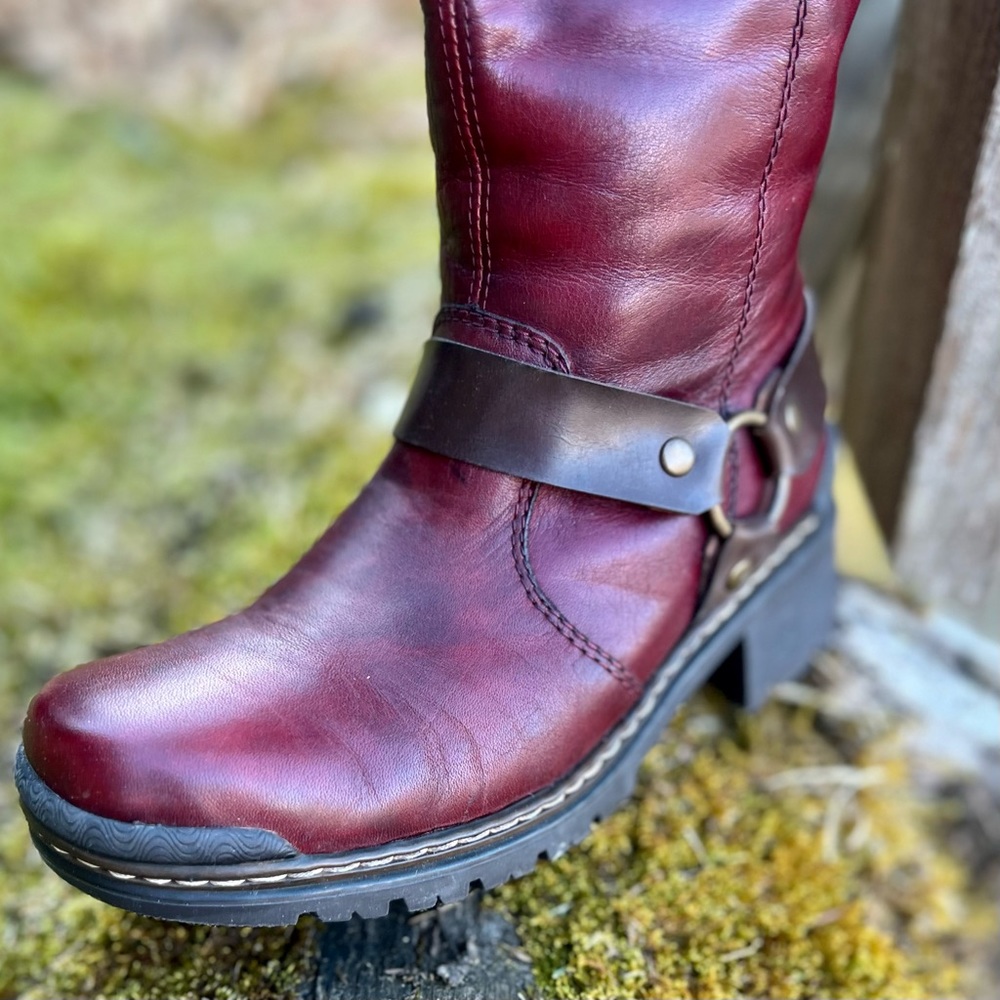 Reiker Burgundy Riding Leather Boots ...Sz36 - New